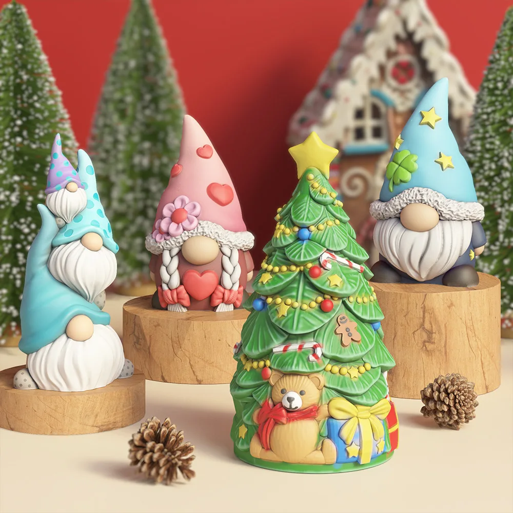 Art Craft Tree - Easter Dwarfs Clay Cement Concrete Molds