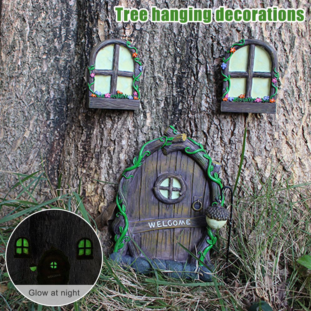 Art Craft Tree - 3pcs Tree Sculpture Garden Gnome Window