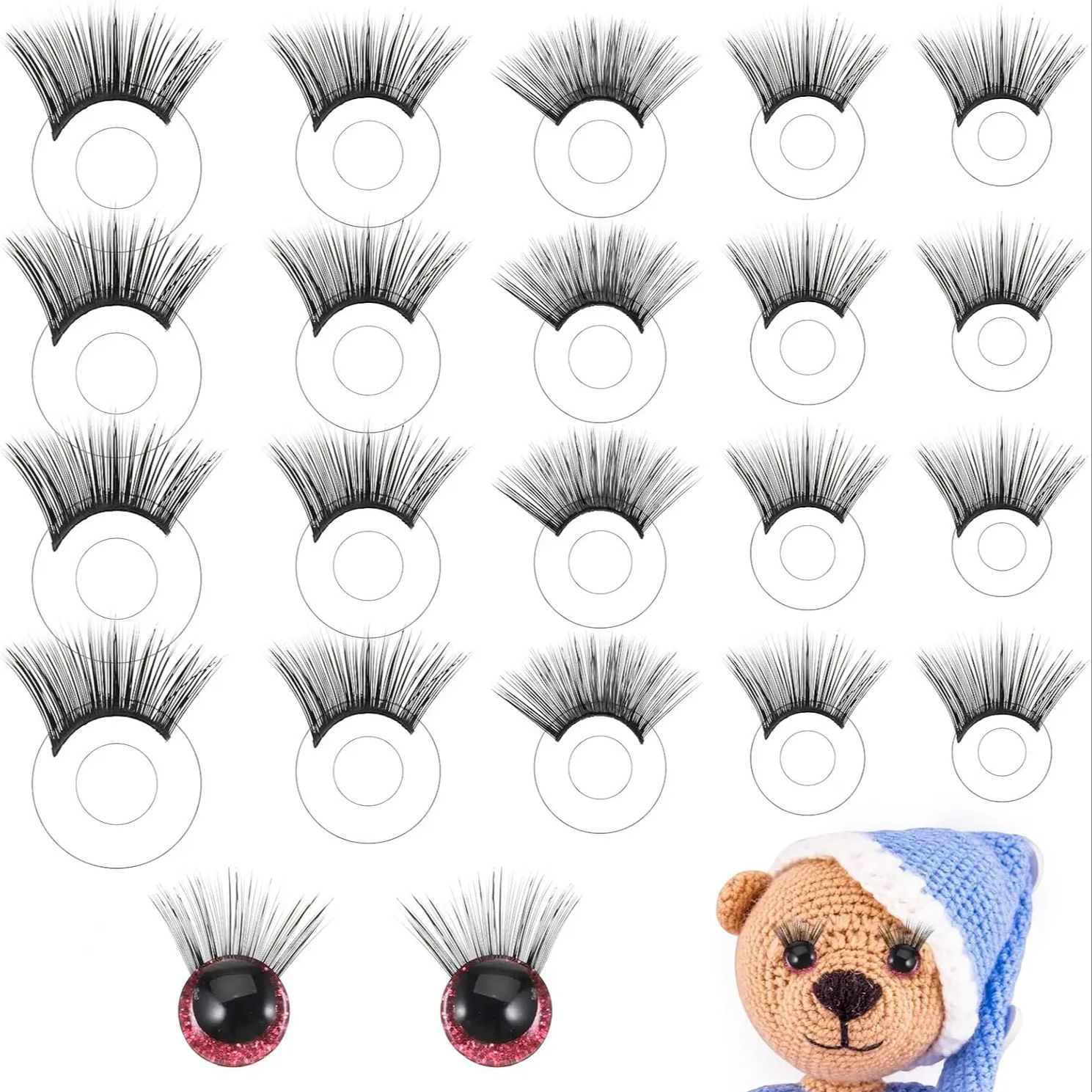 Art Craft Eyes - 20pcs Safety Doll Eyelashes for Crocheting
