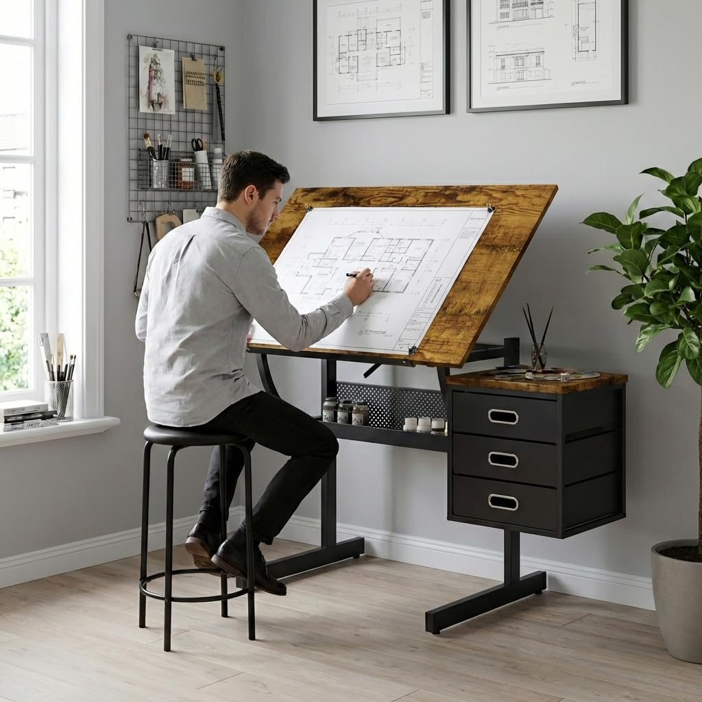 Art & Craft Toys For Kids - Adjustable Art Desk with Storage, 0-75°
