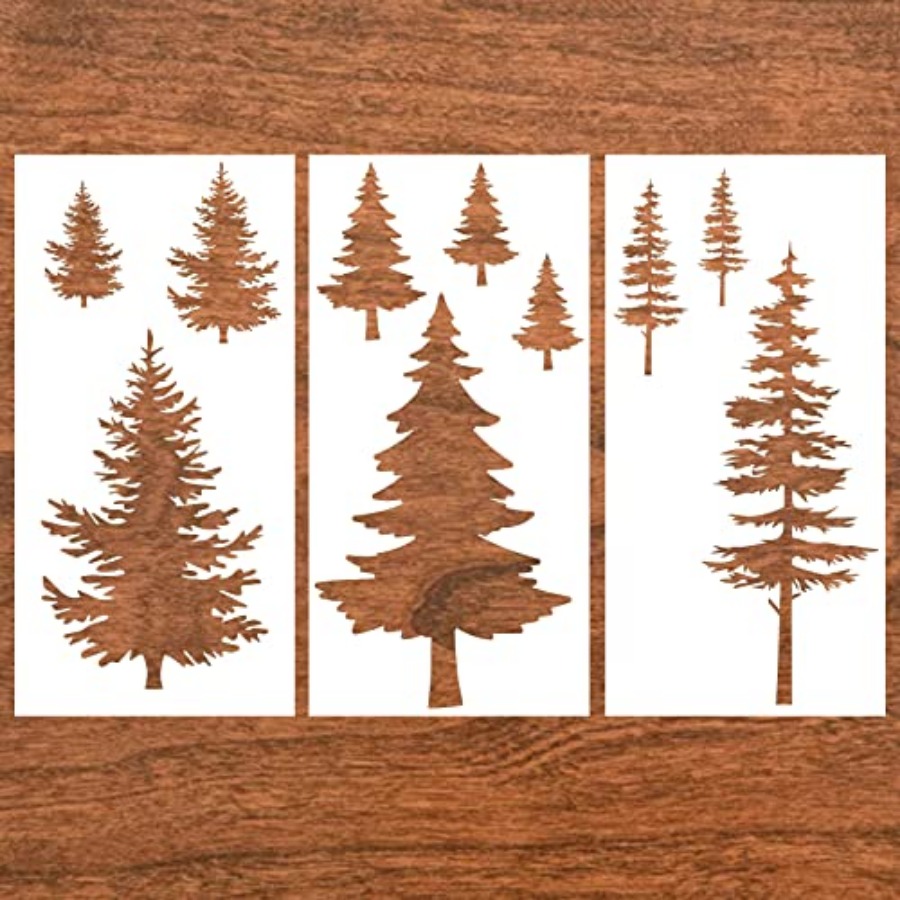 Art Craft Tree - 3 Pieces Pine Trees Stencils -