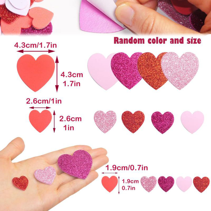 50pcs Love Heart Self Adhesive - مراجعة Art Craft Love وسعره