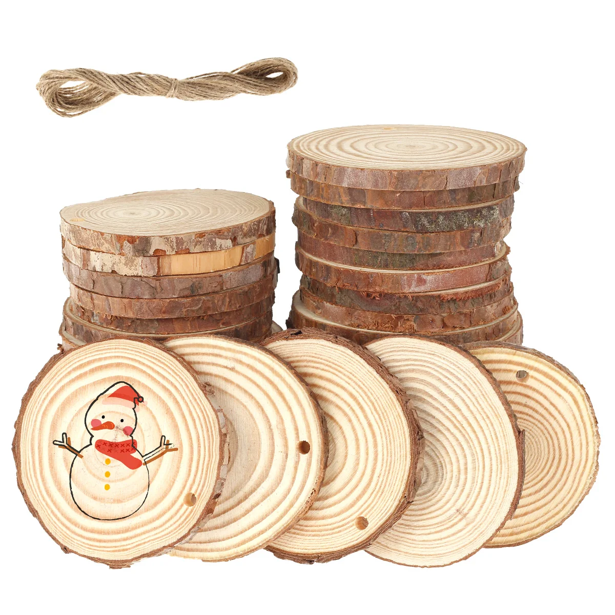 30pcs Natural Wood Slices Craf - مراجعة Art Craft Tree وسعره