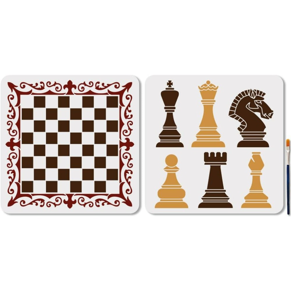 2Pcs Chess Pieces Stencil Lace - مراجعة Art Craft Board وسعره
