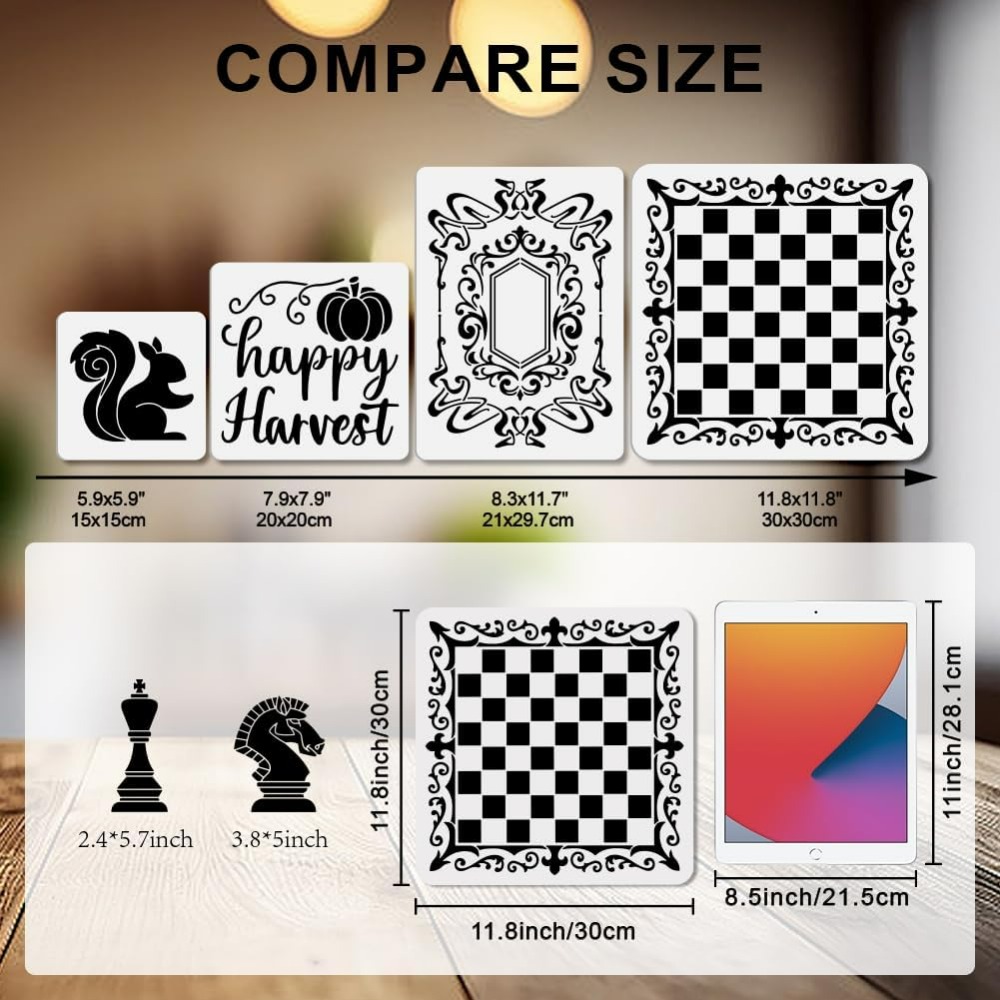 2Pcs Chess Pieces Stencil Lace - مراجعة Art Craft Board وسعره