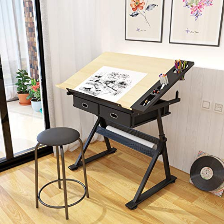Drafting Table with Storage He - مراجعة Art & Craft Toys For Kids وسعره