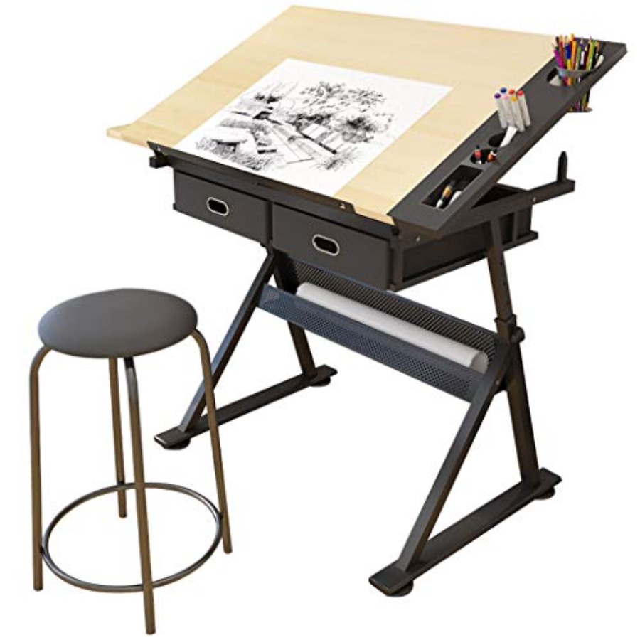 Drafting Table with Storage He - مراجعة Art & Craft Toys For Kids وسعره
