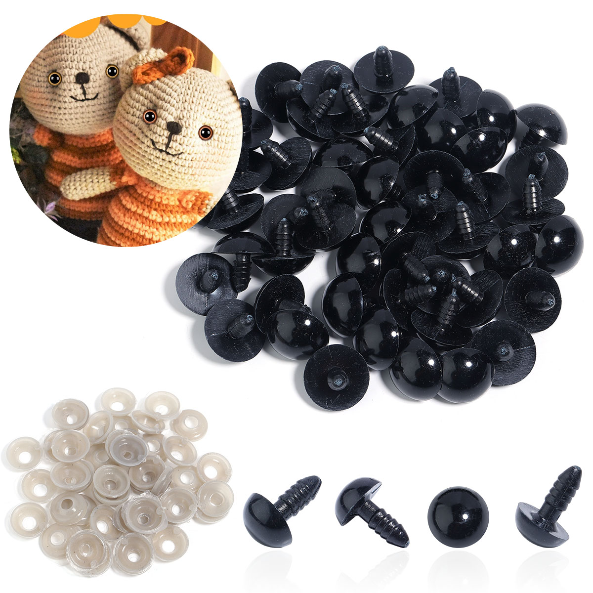 50set 8-20mm Plush Toys Black  - مراجعة Art Craft Eyes وسعره
