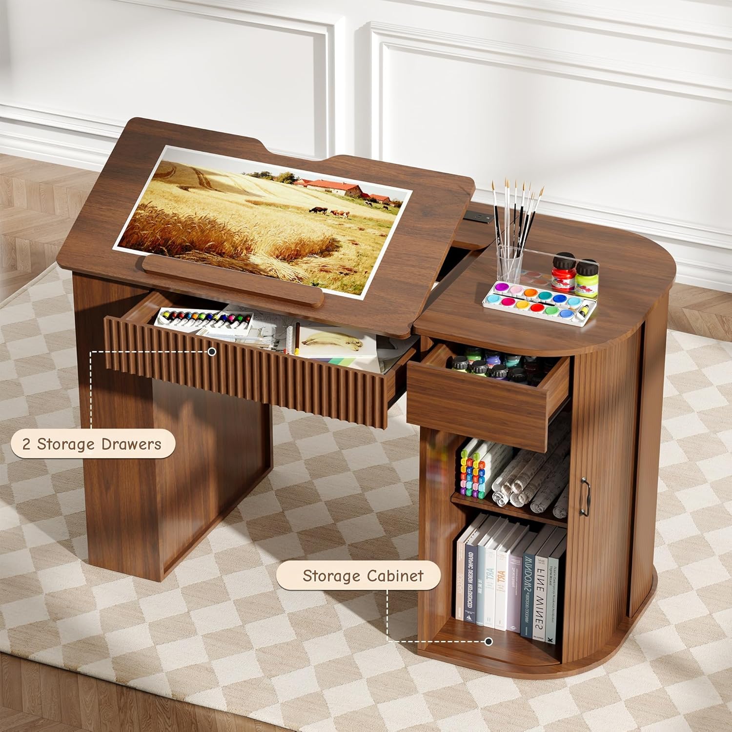Drafting Table with Storage Ca - مراجعة Art & Craft Toys For Kids وسعره