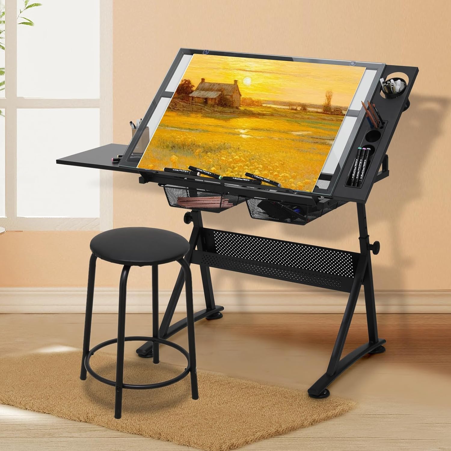 Drafting Table with Height Adj - مراجعة Art & Craft World وسعره
