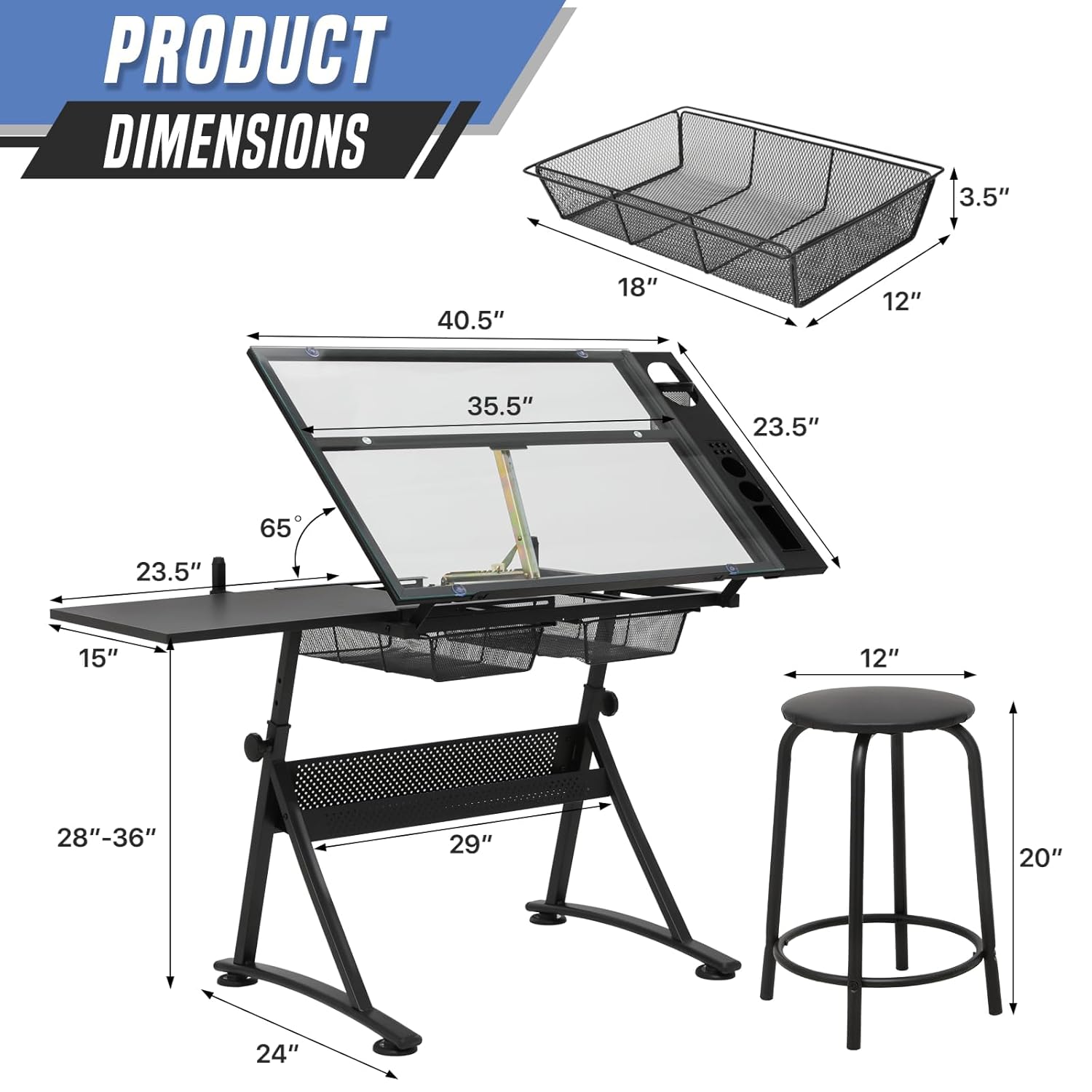 Drafting Table with Height Adj - مراجعة Art & Craft World وسعره